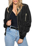 Damen Langarm Jacke mit Reißverschluss – Fliegerjacke für Freizeit